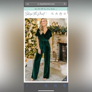 Emerald Green Velvet Jumpsuit